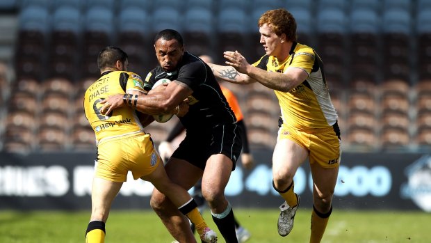 England stint: Antonio Kaufusi carts the ball up during his time with the London Broncos.