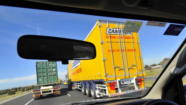 Driving along one of Melbourne’s truck-laden freeways yesterday: not for the faint-hearted or the claustrophobic.