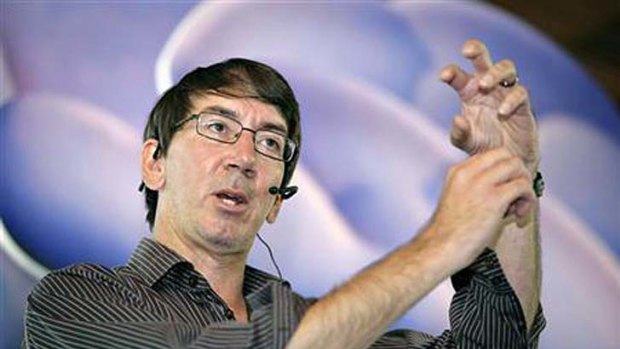 Game designer Will Wright speaks about SPORE at a promotion event in Singapore August 13, 2008.