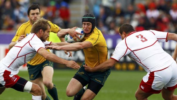 Key ... centre Berrick Barnes gave the Wallabies direction in the win over Russia.
