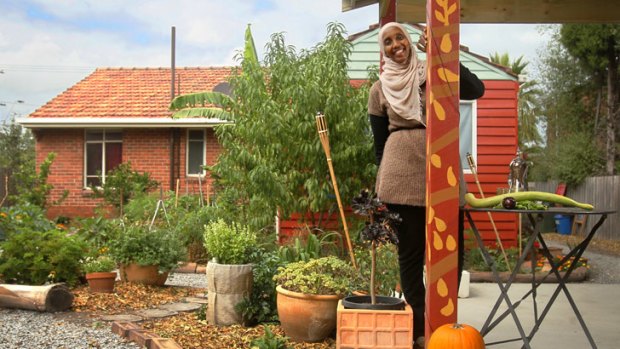 Mariam Issa in her Brighton garden, which has become a meeting place and magnet for locals.