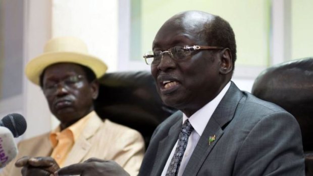 South Sudan's Foreign Minister Barnaba Marial Benjamin condemns the attack on the UN base that killed 58 and left 100 wounded during a press conference.