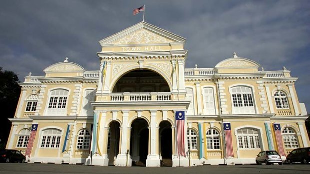 The colonial architecture of the Penang Town Hall.