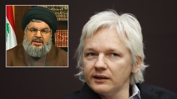 Assange TV ... an interview with Hezbollah leader, Hassan Nasrallah (inset), a feature in Julian Assange's first <em>The World Tomorrow</em>.