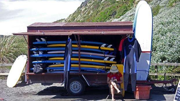 Surfboards for hire and surf schools in Raglan.