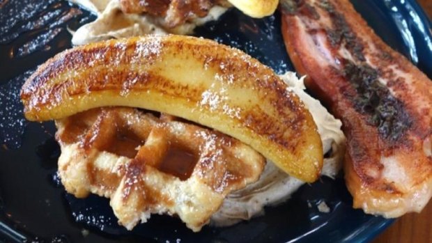 Waffles with caramelised banana and marscapone was a top notch sweet breakfast. Add a slab of bacon and yum!