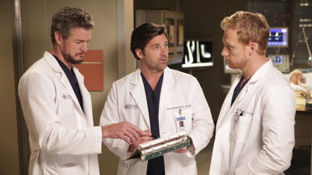 Eric Dane, Patrick Dempsey and Kevin McKidd in Grey's Anatomy.