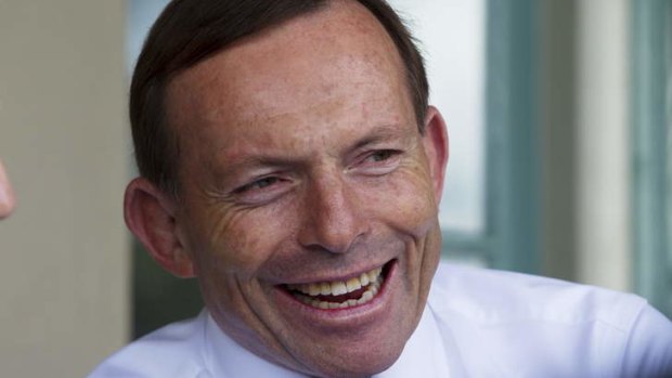 Selling the budget: Tony Abbott in Sydney today.