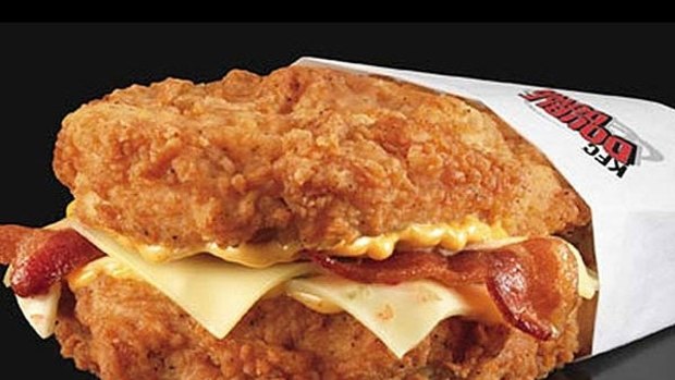KFC announced the Double Down in an April Fools' Day press release, then launched the item in the United States on April 12, 2010. KFC Australia started selling the Double Down (renamed The Double) with the tagline "make time for mantime" on March 30, 2011, for a limited time only.
