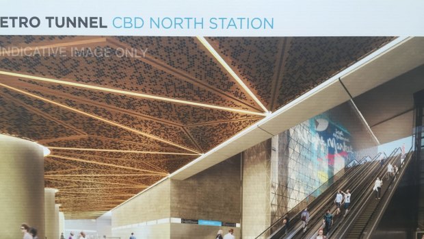 An artist's impressions of the CBD North station at Franklin and A'Beckett streets.