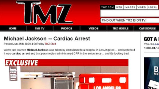 TMZ's report on Michael Jackson's heart attack.