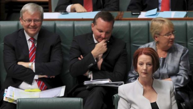 Foreign Affairs Minister Kevin Rudd and Prime Minister Julia Gillard during question time.