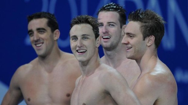 Dream team: (left to right) Matthew Abood, Cameron McEvoy, James Magnussen and Tommaso D'Orsogna.