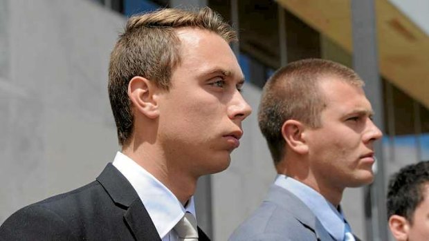 ADFA Skype case at the ACT Supreme Court. The two convicted cadets. At left is Dylan Deblaquiere and at right is Daniel McDonald. October 23rd. 2013