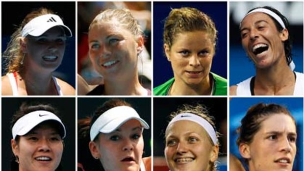 Women's quarter-finalists: Caroline Wozniacki, Vera Zvonareva, Kim Clijsters, Francesca Schiavone, Li Na, Agnieszka Radwanska, Petra Kvitova and Andrea Petkovic.