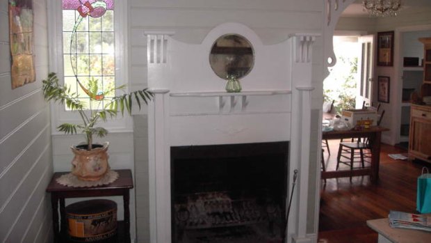 Halcyon's cozy fireplace.