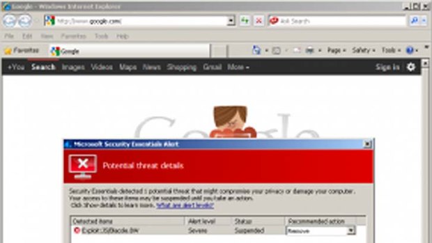 Microsoft's antivirus software flagged google.com as bad.