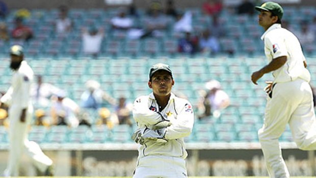 Pakistan's Kamran Akmal after missing a catch during the Test against Australia in Sydney earlier this year.