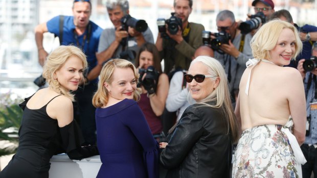 Actresses Nicole Kidman, from left, Elisabeth Moss, director Jane Campion and actress Gwendoline Christie pose for photographers during the photo call for the film 