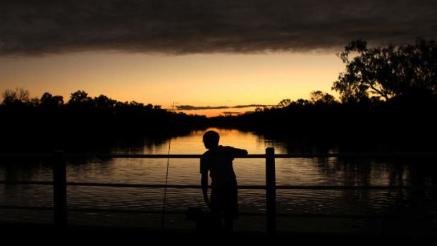 Sunset on the Thomson River at Longreach, part of the Channel Country and Lake Eyre Basin.