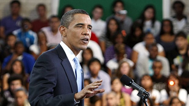 President Barack Obama delivers a speech on education at a high school in Arlington, Va.