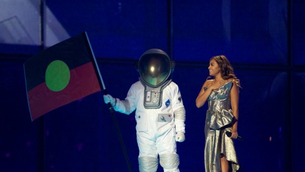 Jessica Mauboy in rehearsal for Eurovision 2014.