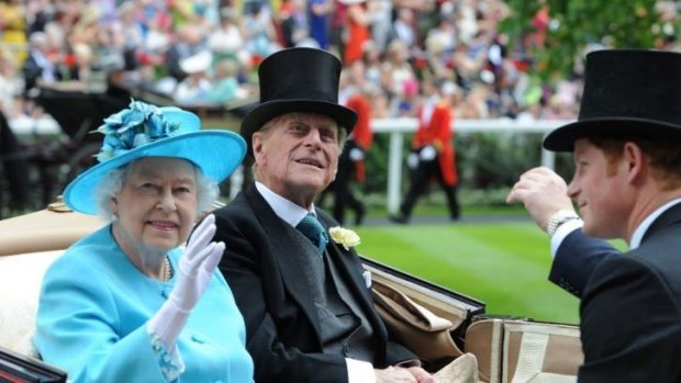 Queen Elizabeth II and Prince Philip, Duke of Edinburgh and Prince Harry arrive at Royal Ascot