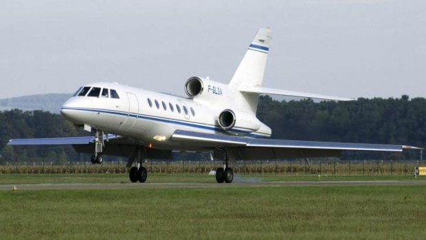 A Falcon 50 EX jet similar to the one that hit a snow plough at Russia's Vnukovo Airport. 