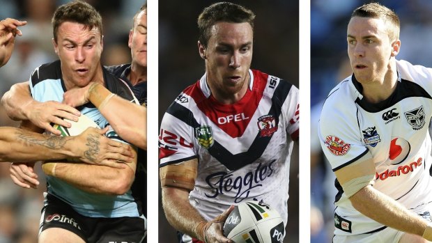 Mr Consistency: James Maloney in Sharks, Roosters and Warriors colours.