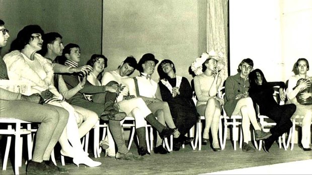 Kitson (in large hat) at a 1959 Sydney University Dramatic Society revue.