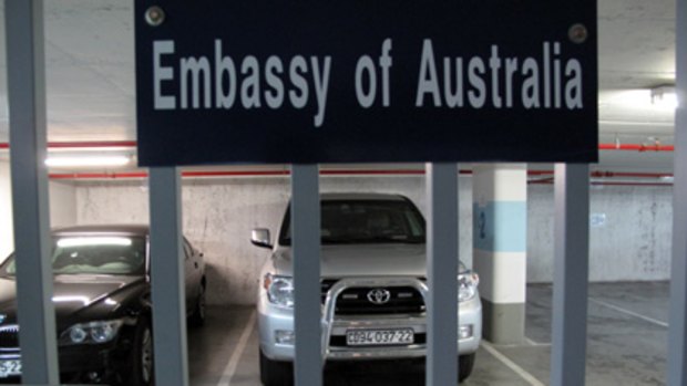 "Sped away"... the embassy vehicle.
