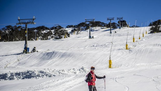 Josef Mach of the Hawkesbury District enjoys the early season snow at Perisher Blue.