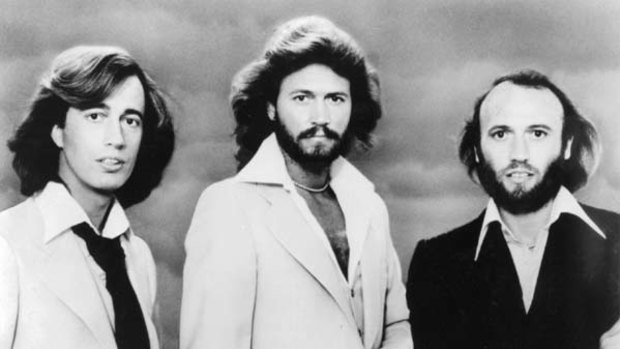 The Bee Gees -Robin Gibb, Barry Gibb and Maurice Gibb.
