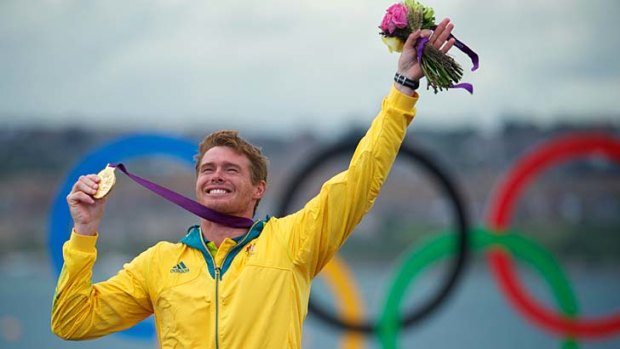 Winner ... Tom Slingsby secured Australia's first individual gold at the London Olympics.