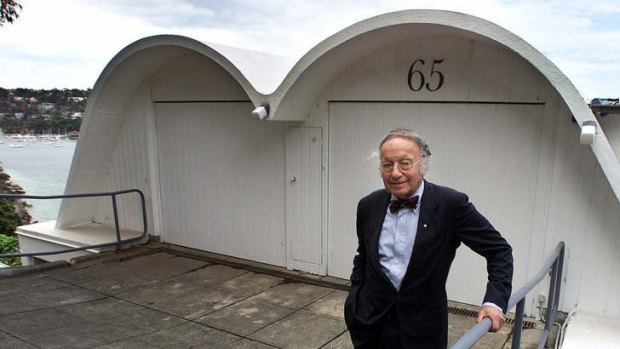 Great designs: Harry Seidler outside the 'Igloo' house he designed in Sydney.