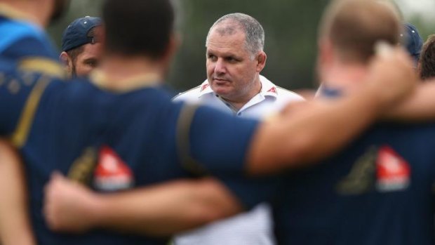 Tough times: Ewen McKenzie gets the Wallabies together in Mendoza before the loss to Argentina.