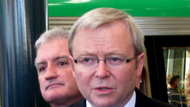 Under pressure: Rudd during his visit to WA earlier this month.