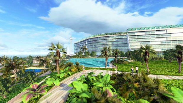 An artist's impression of Clive Palmer's planned 1000-room beachfront hotel.
