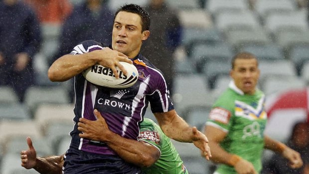 Controversial try scorer, Cooper Cronk, playing against the Raiders on Saturday night. The video referee has been suspended as a result.
