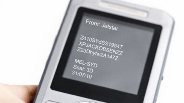 An image of the text message which will allow passengers to check-in for Jetstar flights.