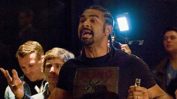 David Haye interrupts speakers on stage leading to a brawl between himself and Dereck Chisora.