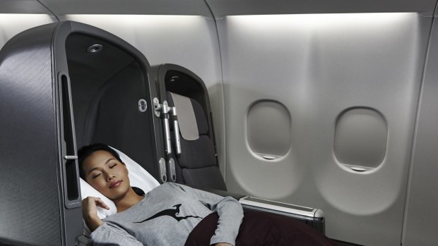 Qantas business class seat.