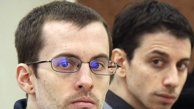 Jailed ... Shane Bauer, left, and Josh Fattal at the first session of their trial in Tehran in February.