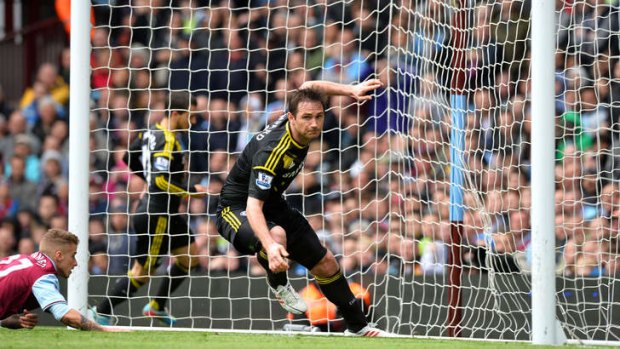 Record breaker: Frank Lampard scores Chelsea's second goal.