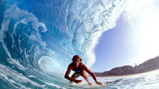 Barrel of fun ... big-wave action on Oahu's North Shore.