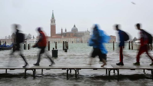 Relief on the way ... Flooding in Venice was at a height of 150 centimetres but is expected to drop to 60 centimetres by Friday.