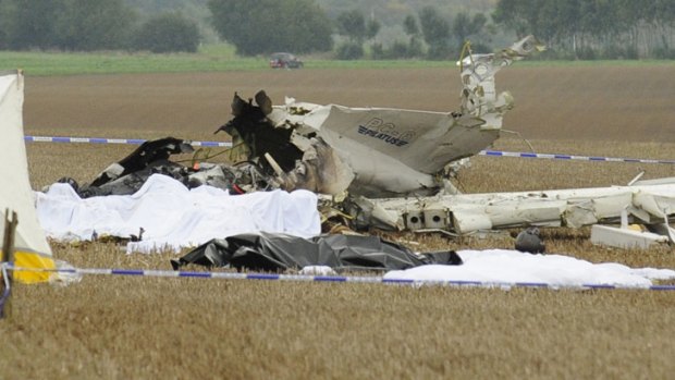 The plane, carrying parachutists for a skydiving trip, crashed killing all on board, officials say.