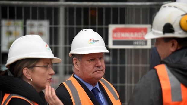 Minister for Public Transport, Jacinta Allan and Lord Mayor Robert Doyle inspect the project.