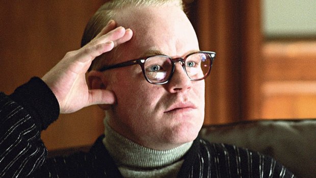 Philip Seymour Hoffman in his Oscar-winning role in the 2005 film <i>Capote</i>.
