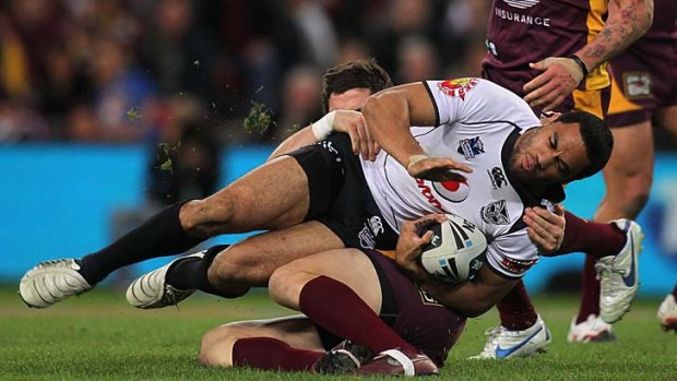 Pummelled ... The sixth-placed Warriors were done over 40-10 by Brisbane in last year's second qualifying final yet still managed to make the grand final against Manly.